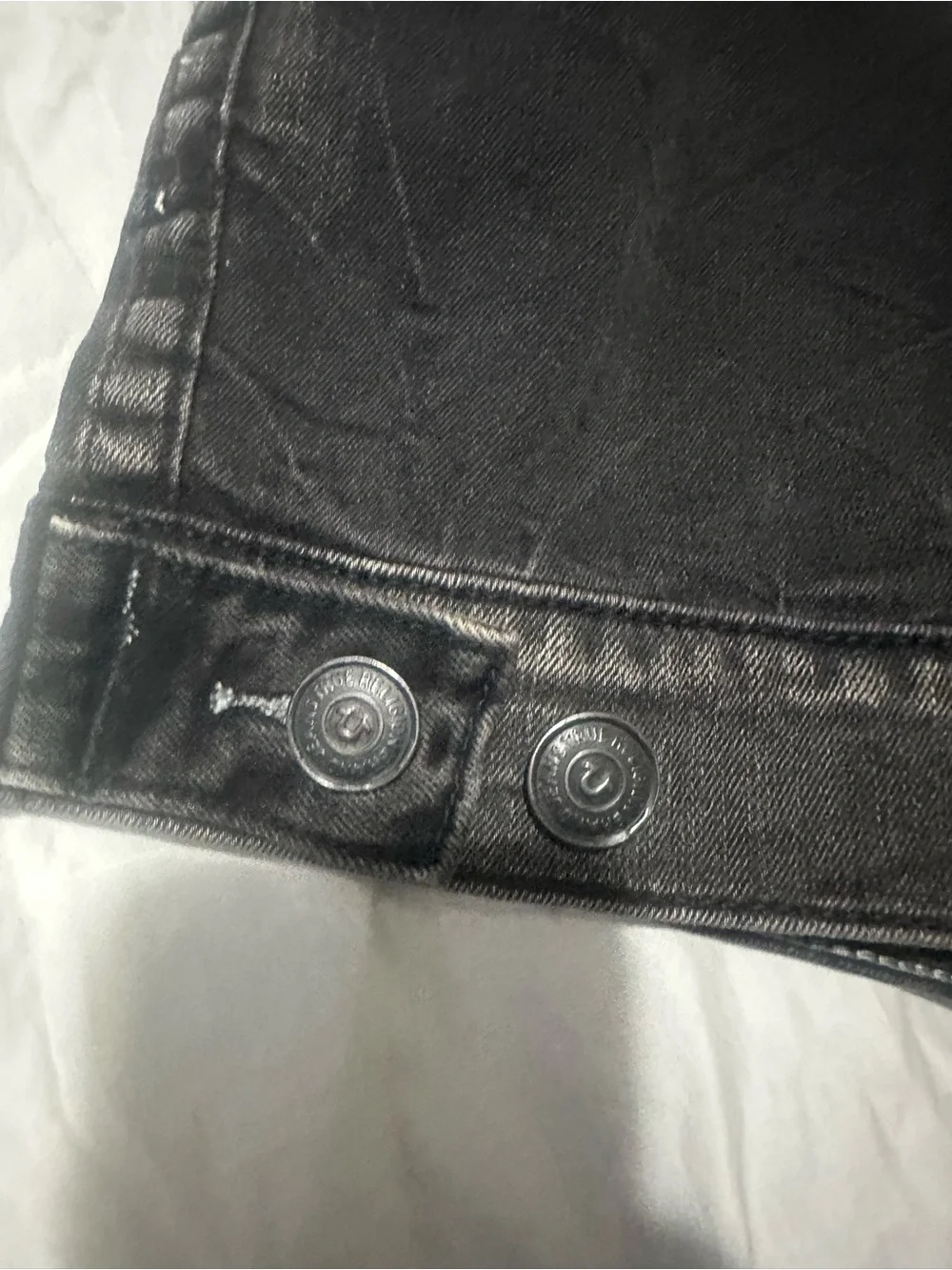 True Religion Black Washed Denim Jacket Collar Detail